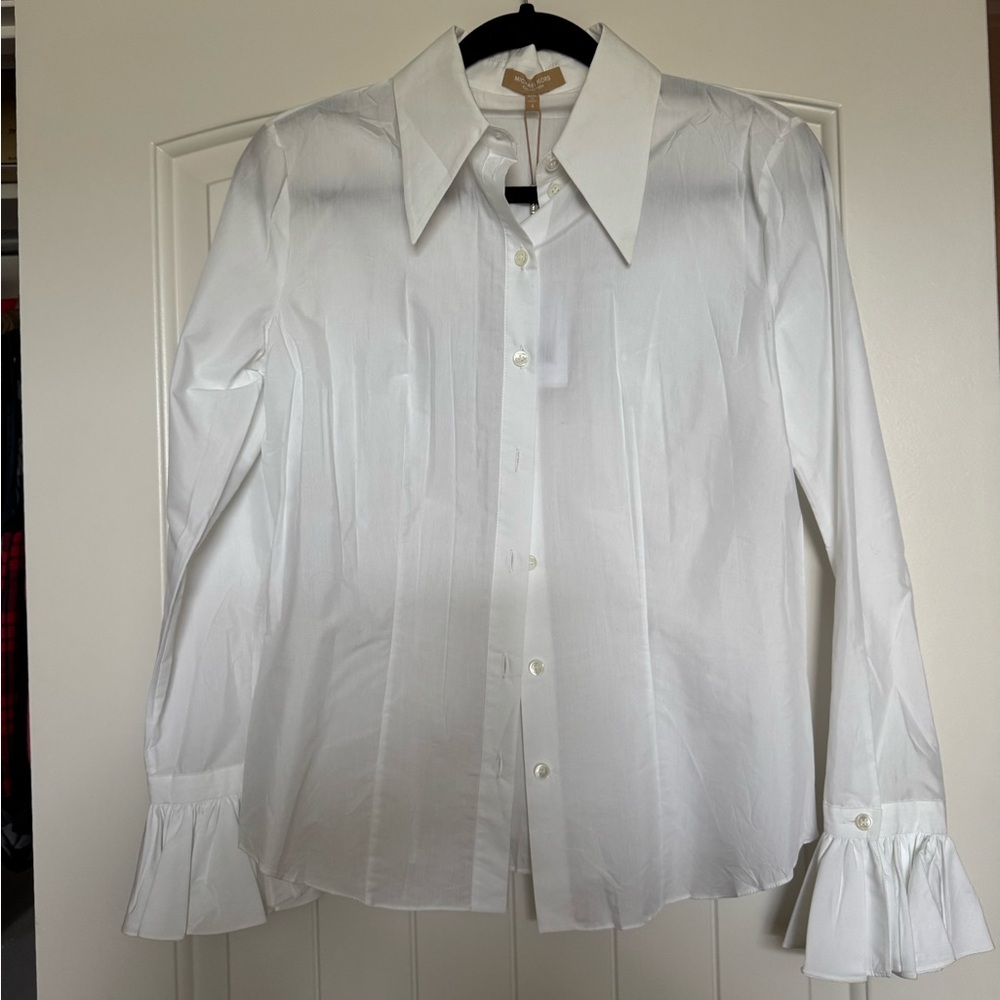 NWT Michael Kors Collection White Dress Shirt Classic Cotton Blend